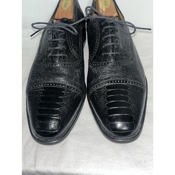 MORESCHI MEN'S OXFORD DRESS SHOE ADRIANO OSTRICH CLAW TOE LEATHER SZ. 13 - Picture 2 of 6